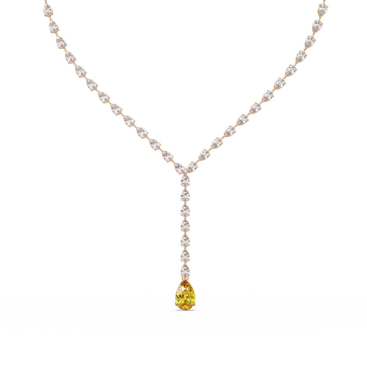 16.3 CTW Pear-Cut Colorstone Tennis Necklace