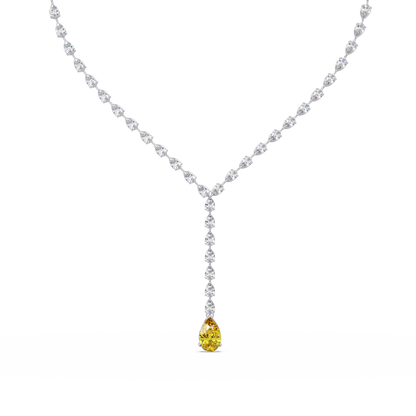 16.3 CTW Pear-Cut Colorstone Tennis Necklace