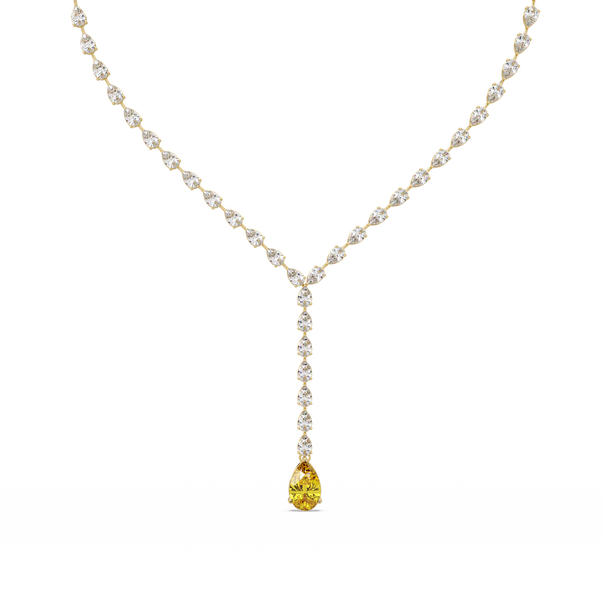 16.3 CTW Pear-Cut Colorstone Tennis Necklace