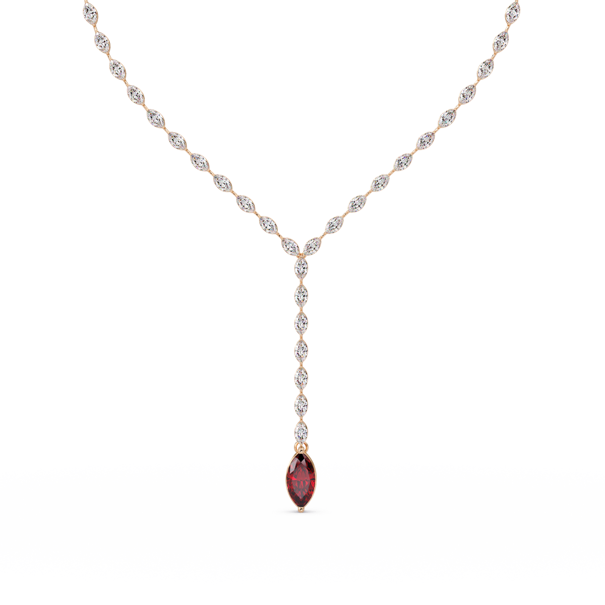 16.2 CTW Marquise-Cut Colorstone Tennis Necklace