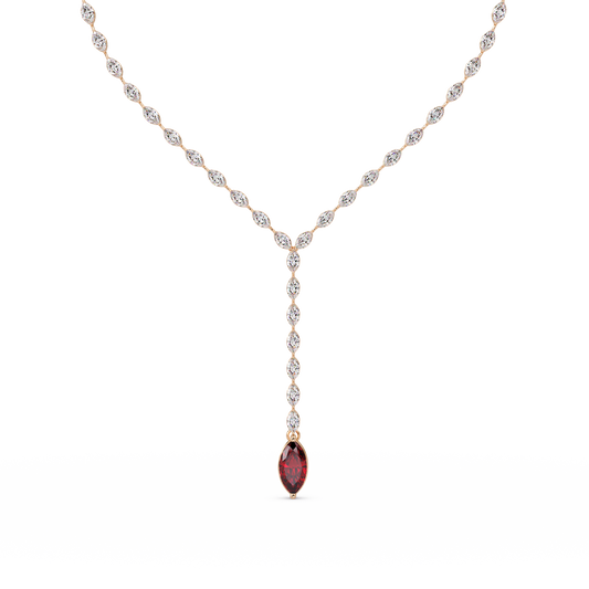 16.2 CTW Marquise-Cut Colorstone Tennis Necklace