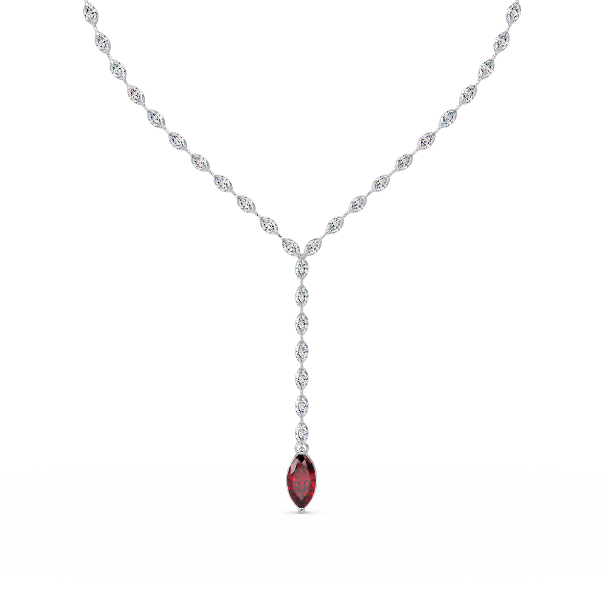 16.2 CTW Marquise-Cut Colorstone Tennis Necklace