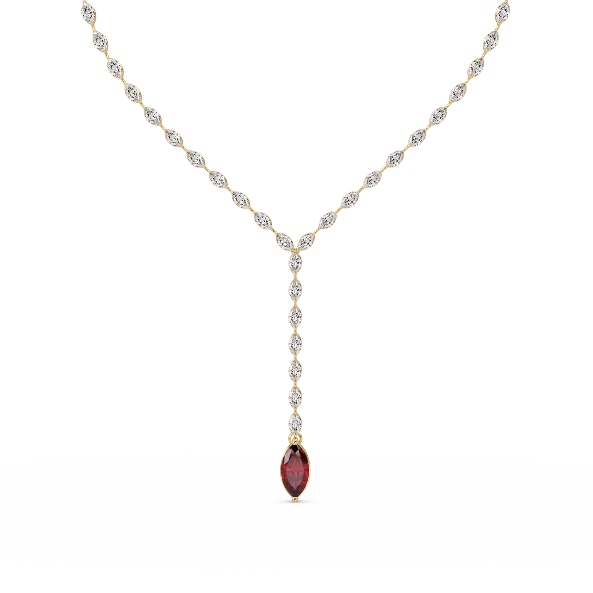16.2 CTW Marquise-Cut Colorstone Tennis Necklace