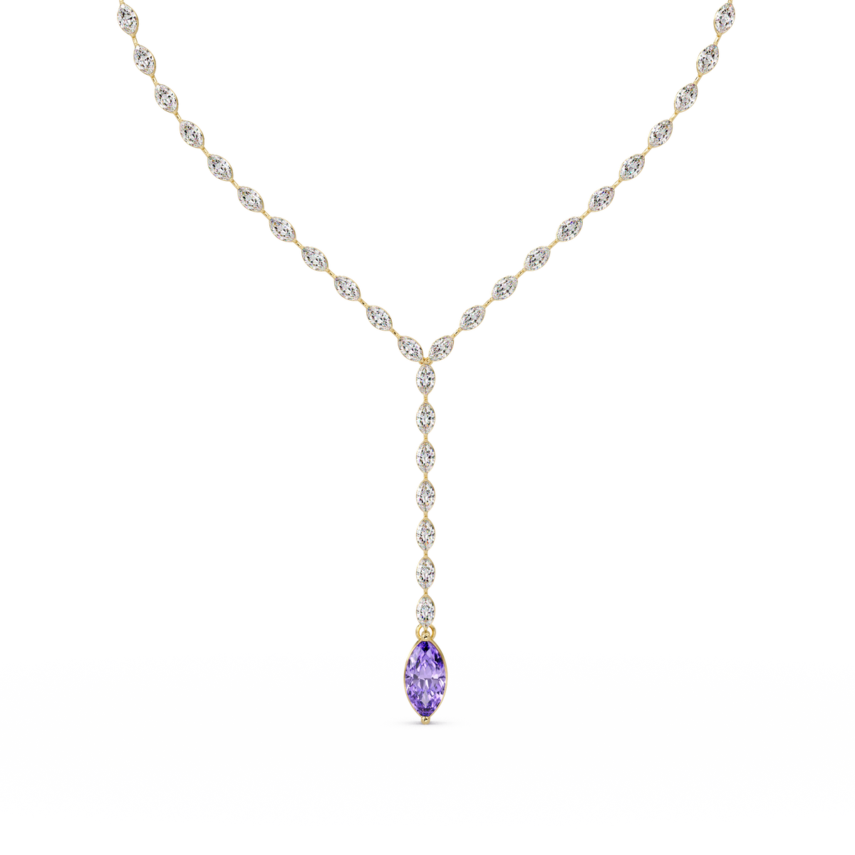 16.2 CTW Marquise-Cut Colorstone Tennis Necklace