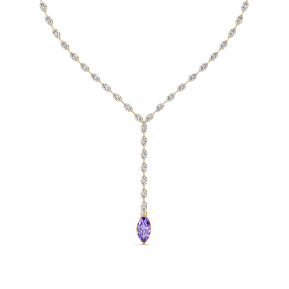 16.2 CTW Marquise-Cut Colorstone Tennis Necklace