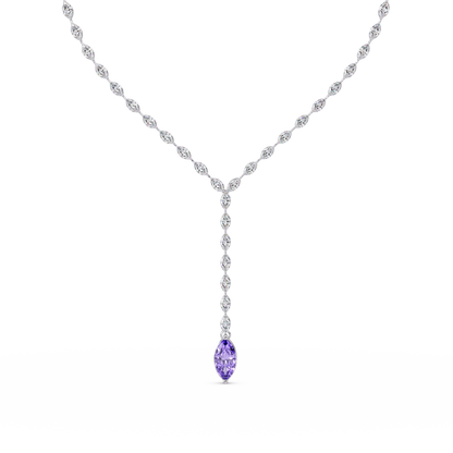 16.2 CTW Marquise-Cut Colorstone Tennis Necklace