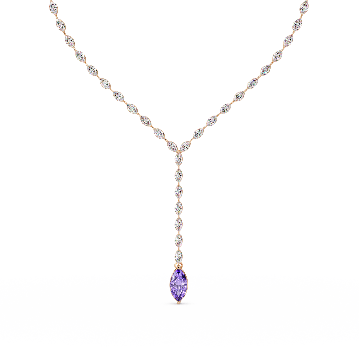 16.2 CTW Marquise-Cut Colorstone Tennis Necklace