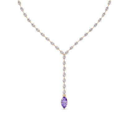 16.2 CTW Marquise-Cut Colorstone Tennis Necklace