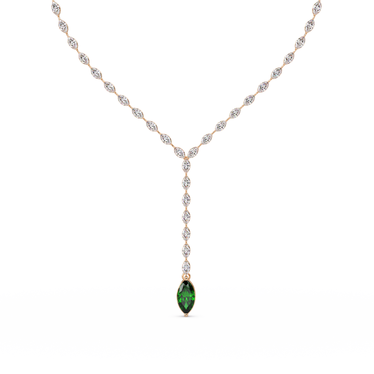 16.2 CTW Marquise-Cut Colorstone Tennis Necklace