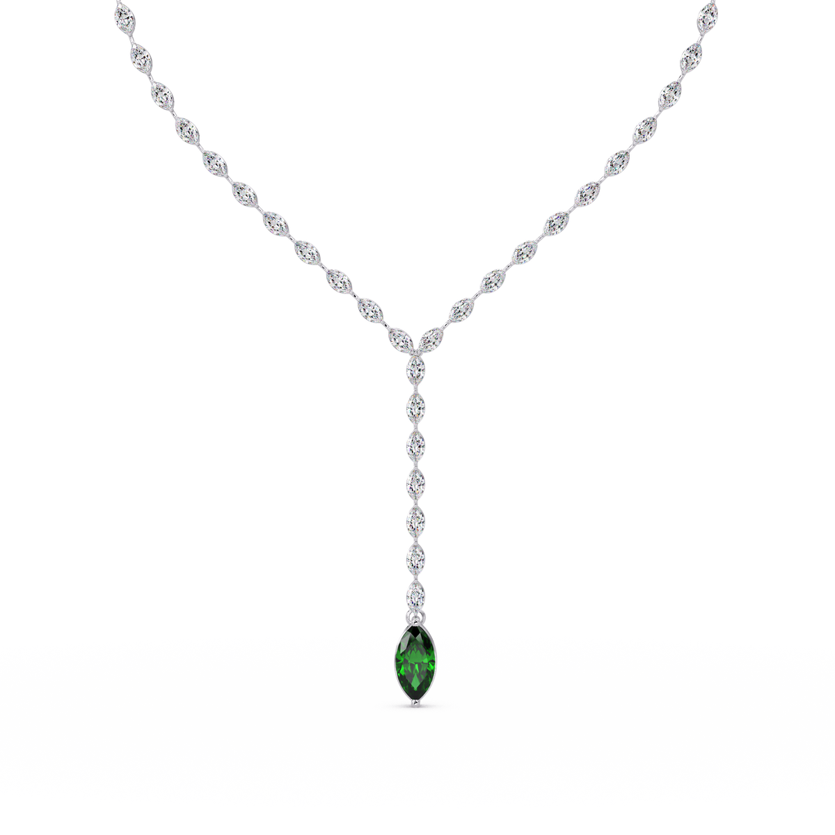 16.2 CTW Marquise-Cut Colorstone Tennis Necklace
