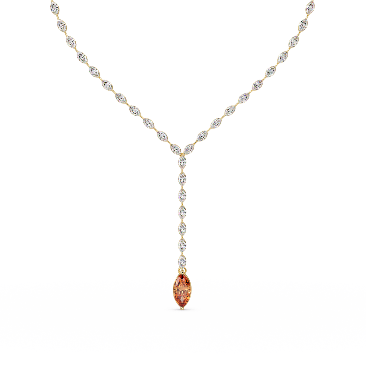 16.2 CTW Marquise-Cut Colorstone Tennis Necklace
