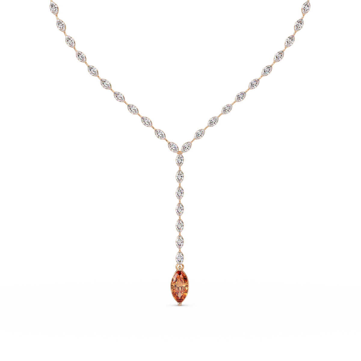 16.2 CTW Marquise-Cut Colorstone Tennis Necklace