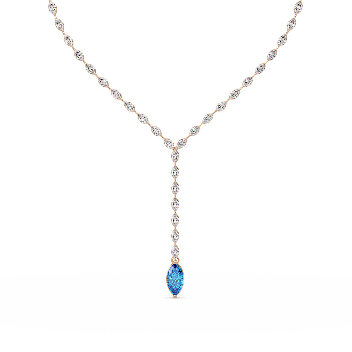16.2 CTW Marquise-Cut Colorstone Tennis Necklace