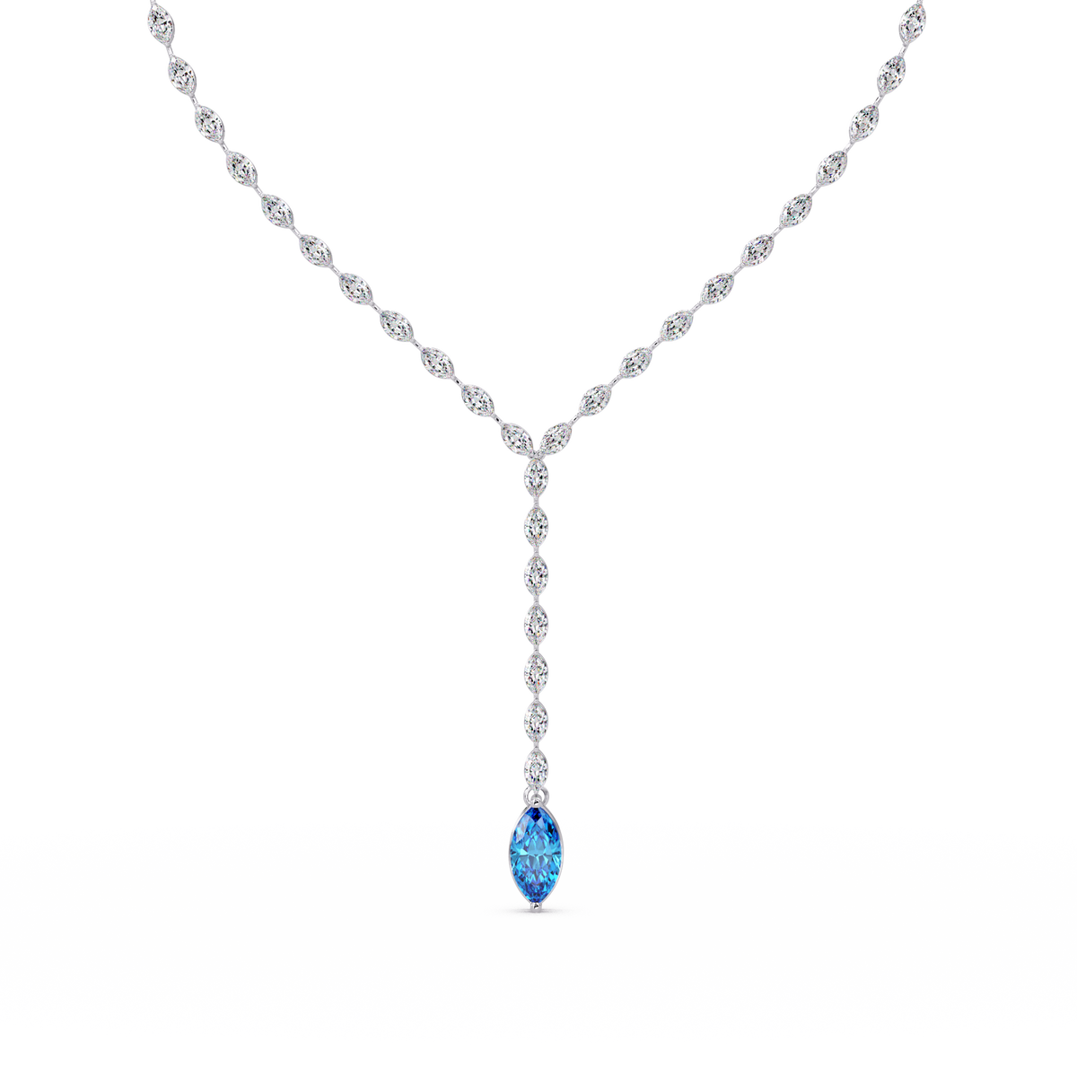 16.2 CTW Marquise-Cut Colorstone Tennis Necklace