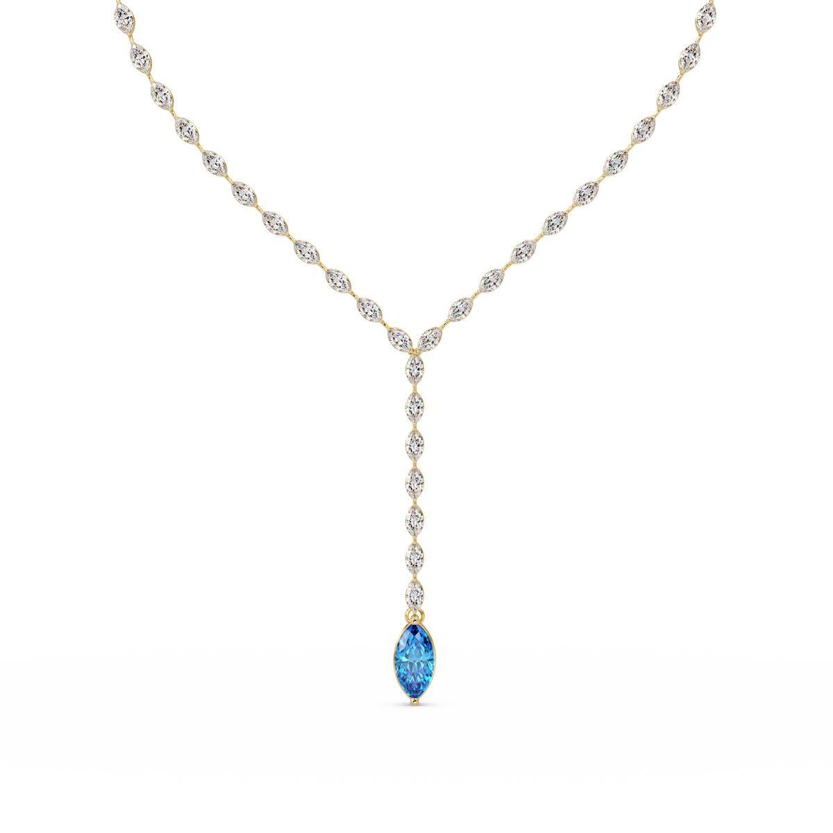 16.2 CTW Marquise-Cut Colorstone Tennis Necklace