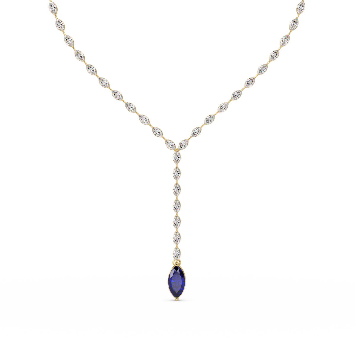 16.2 CTW Marquise-Cut Colorstone Tennis Necklace