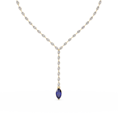 16.2 CTW Marquise-Cut Colorstone Tennis Necklace
