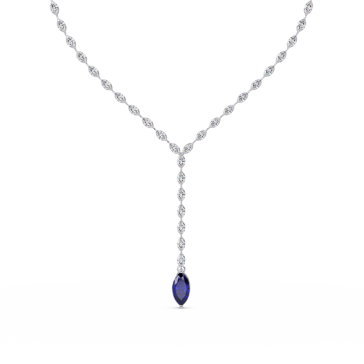 16.2 CTW Marquise-Cut Colorstone Tennis Necklace