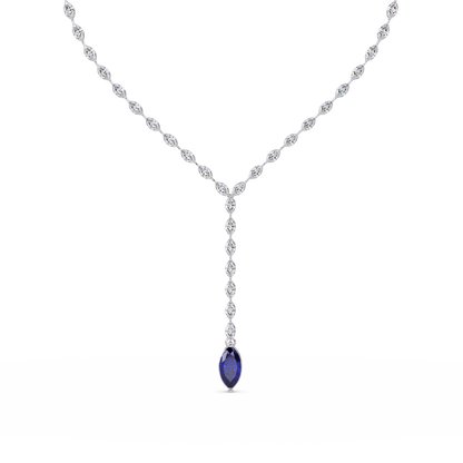16.2 CTW Marquise-Cut Colorstone Tennis Necklace