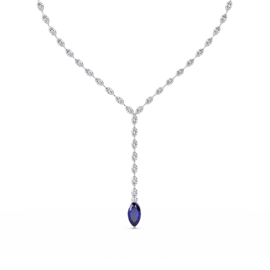16.2 CTW Marquise-Cut Colorstone Tennis Necklace