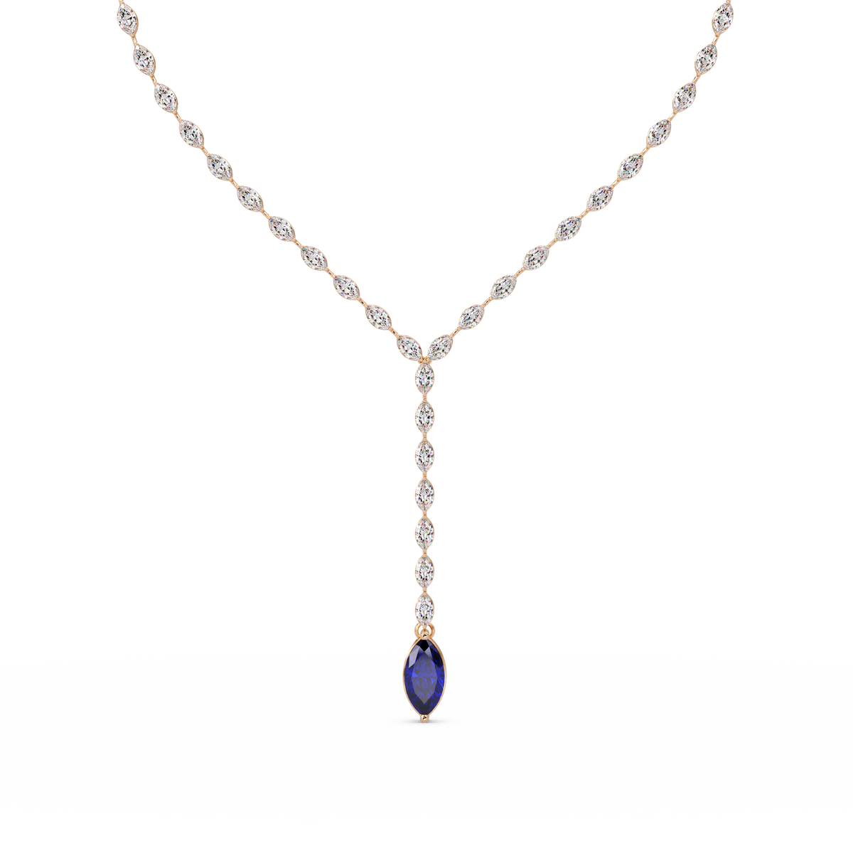16.2 CTW Marquise-Cut Colorstone Tennis Necklace