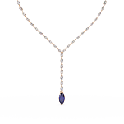 16.2 CTW Marquise-Cut Colorstone Tennis Necklace