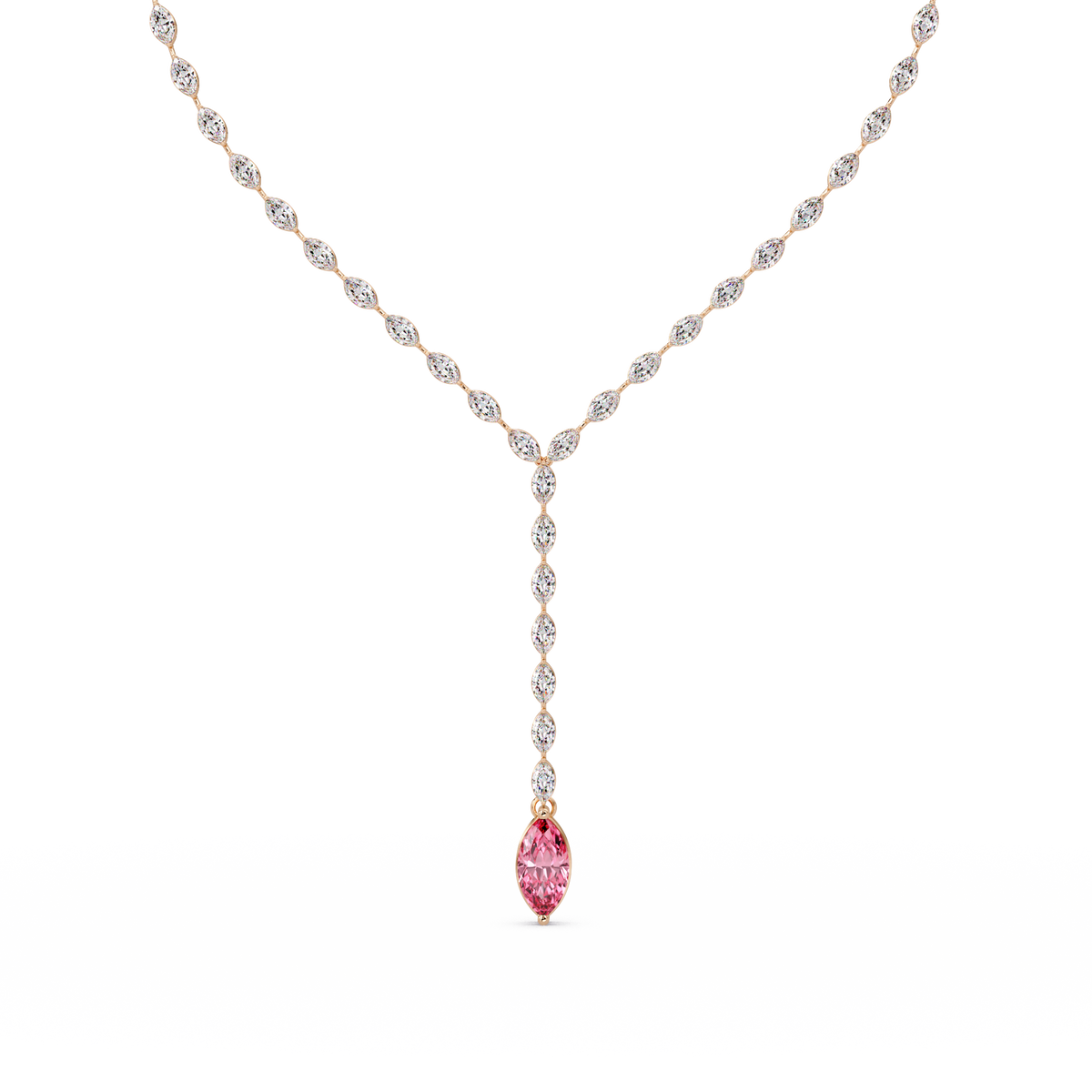 16.2 CTW Marquise-Cut Colorstone Tennis Necklace
