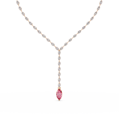 16.2 CTW Marquise-Cut Colorstone Tennis Necklace