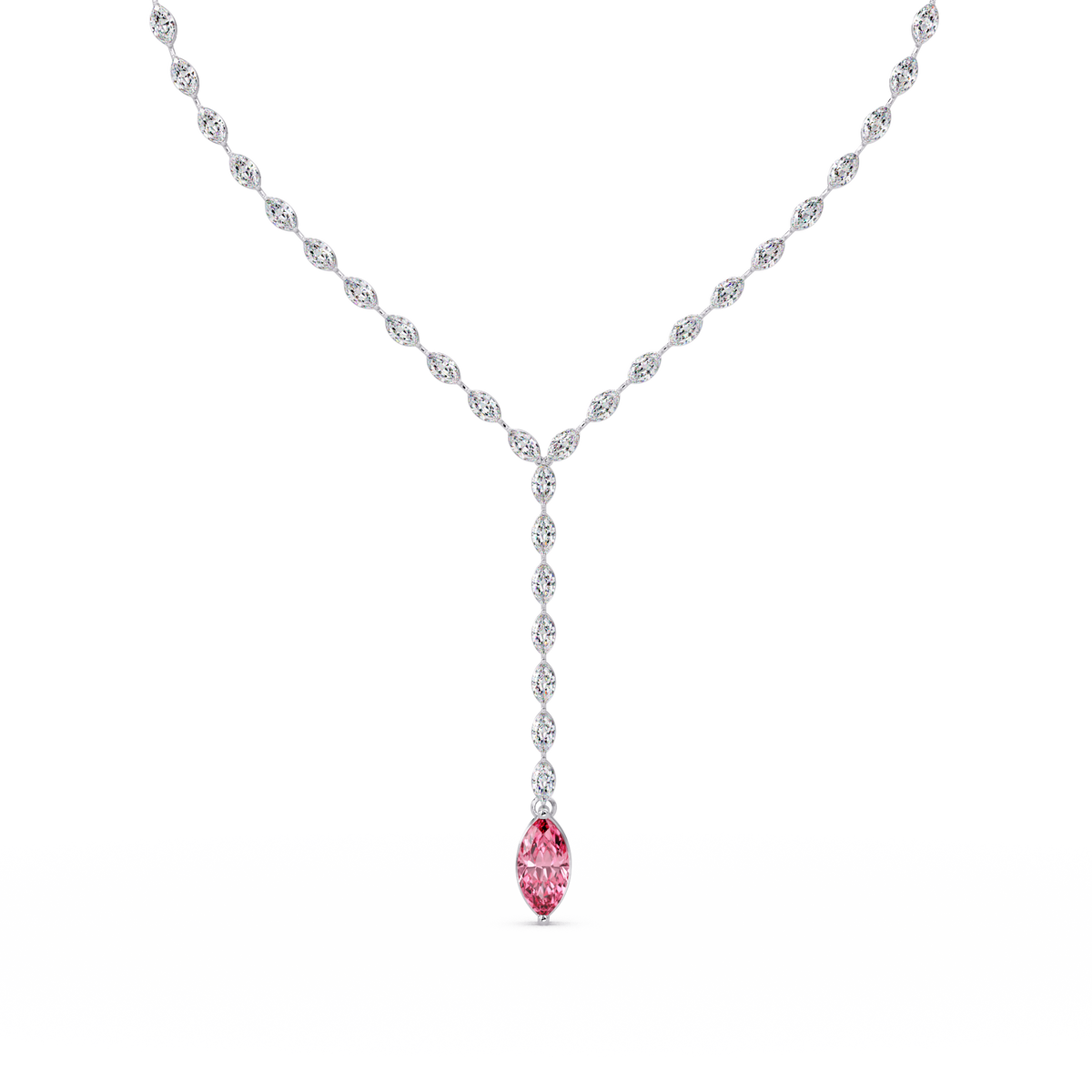 16.2 CTW Marquise-Cut Colorstone Tennis Necklace