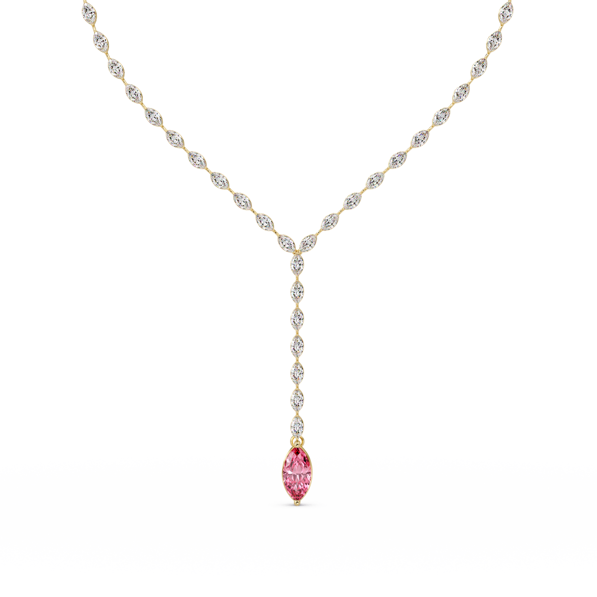 16.2 CTW Marquise-Cut Colorstone Tennis Necklace