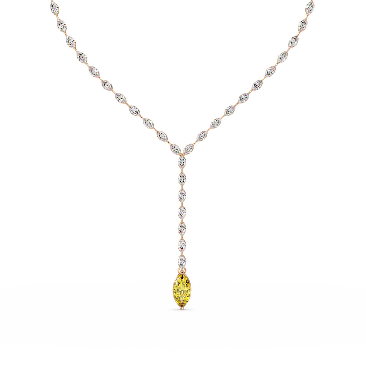 16.2 CTW Marquise-Cut Colorstone Tennis Necklace