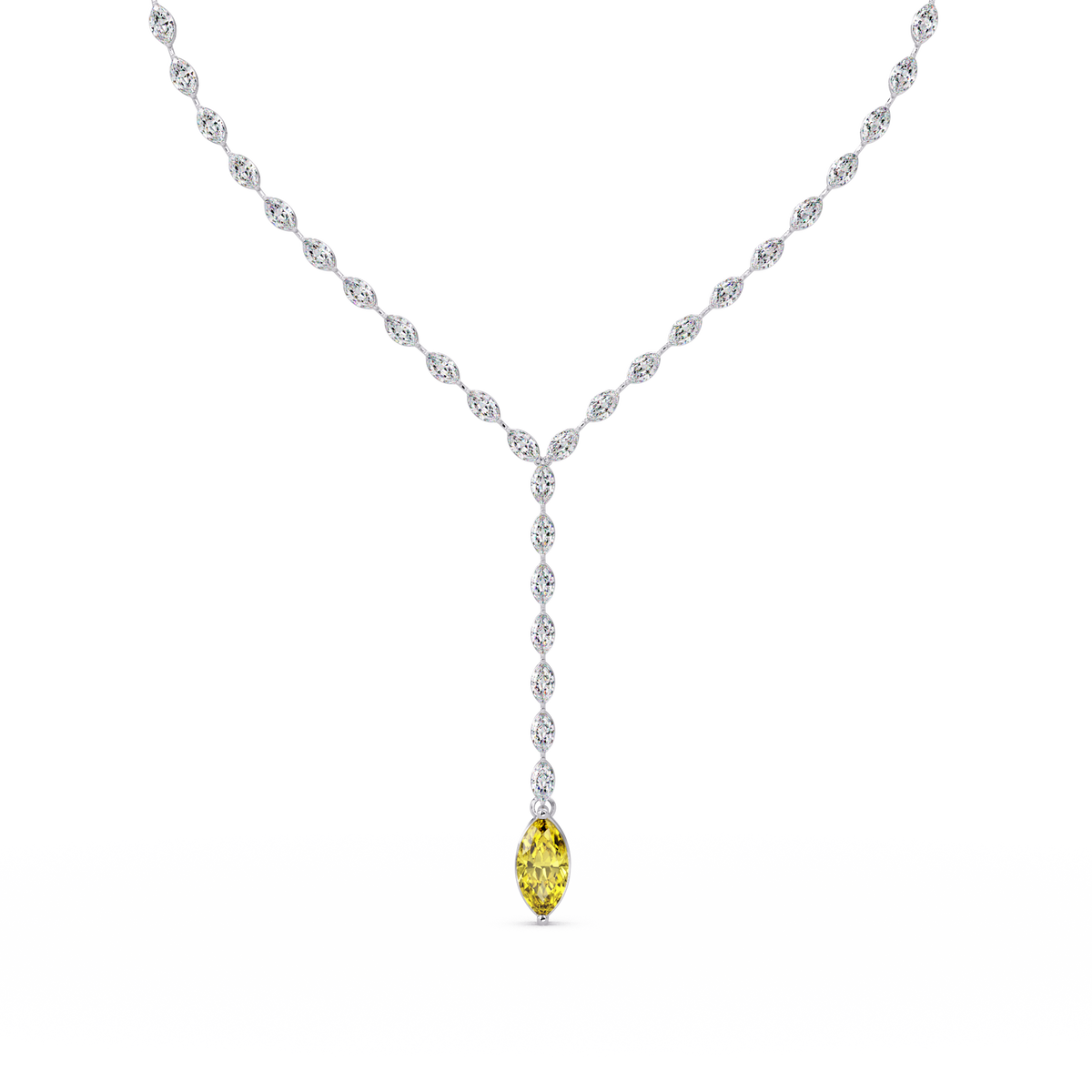 16.2 CTW Marquise-Cut Colorstone Tennis Necklace