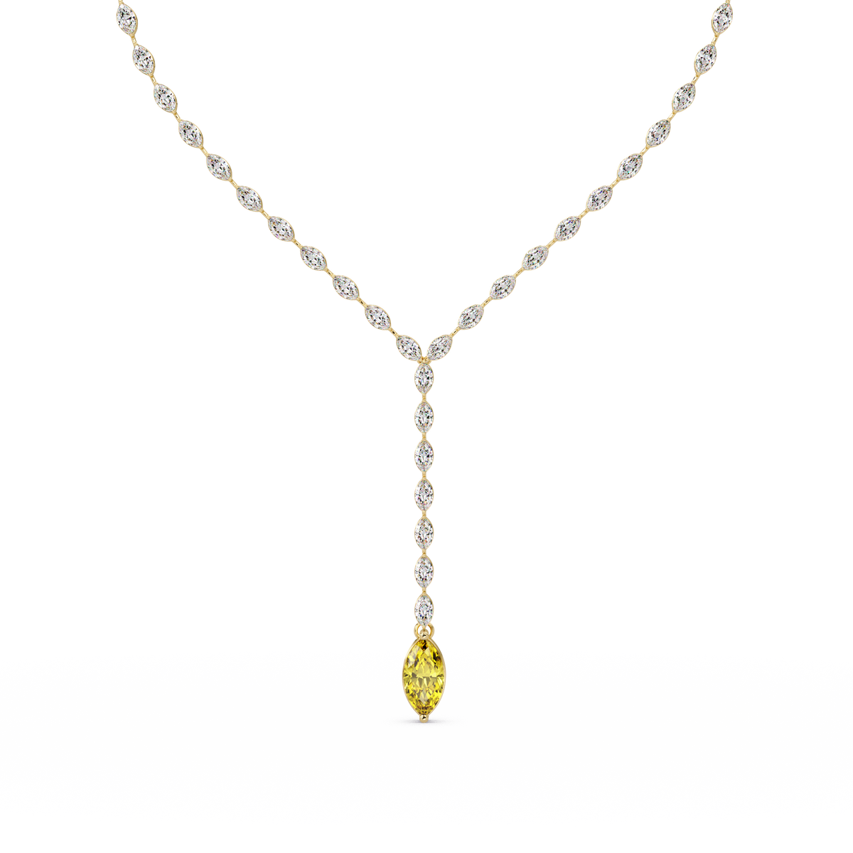 16.2 CTW Marquise-Cut Colorstone Tennis Necklace