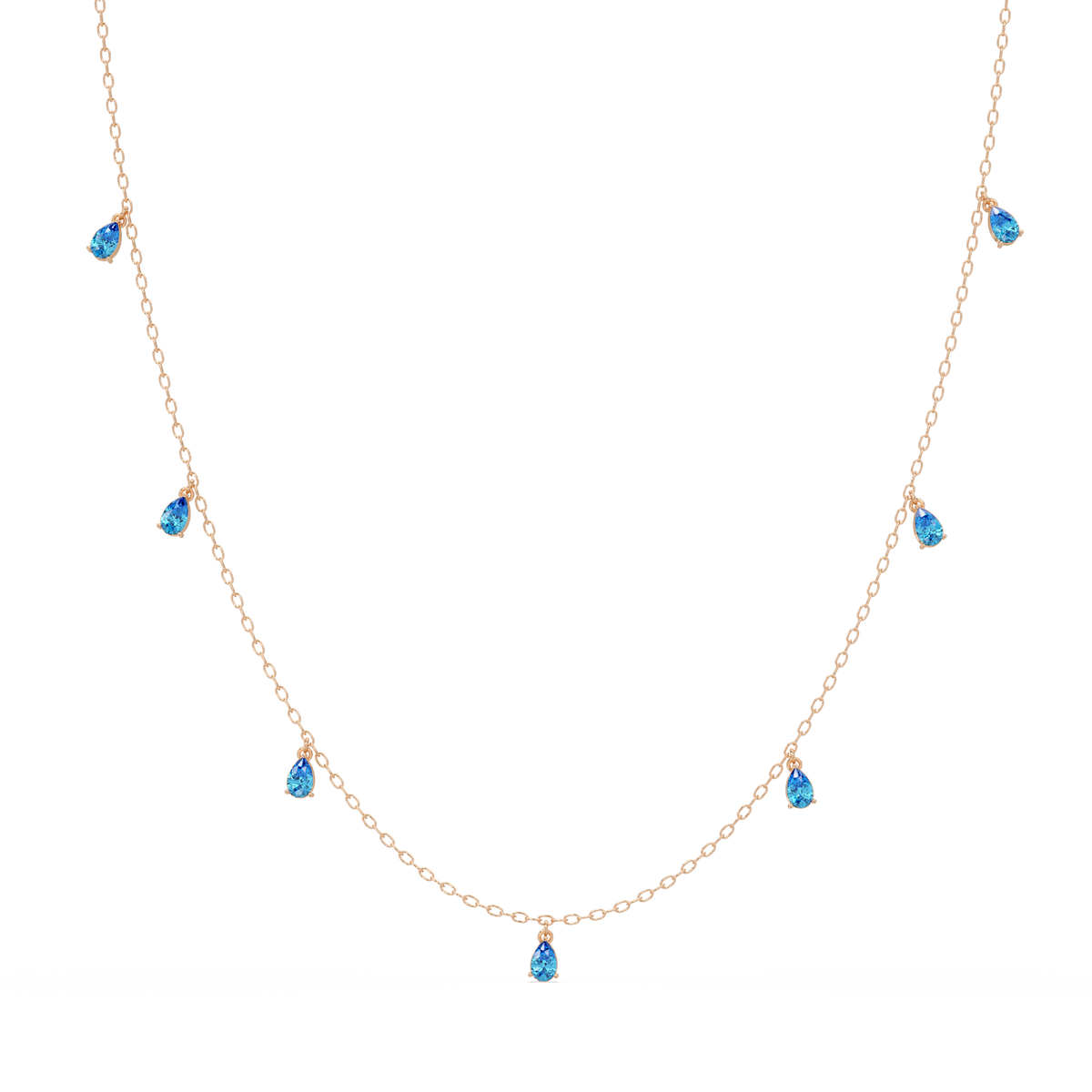 5.2 CTW Pear-Cut Colorstone Station Necklace