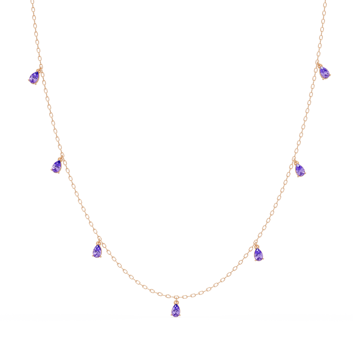 5.2 CTW Pear-Cut Colorstone Station Necklace
