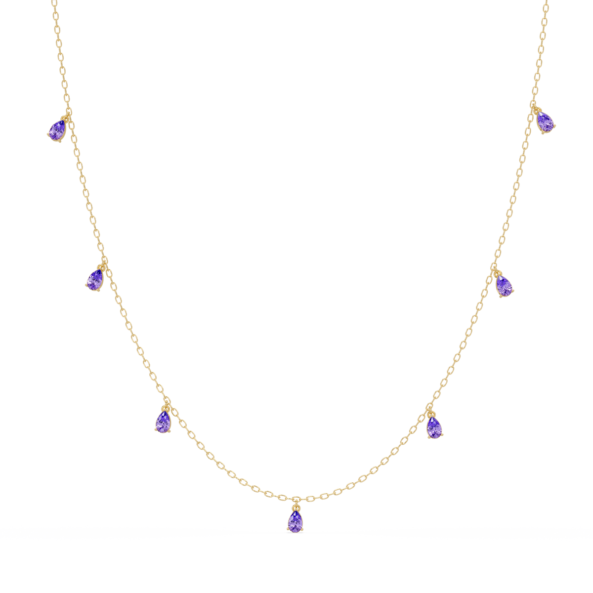 5.2 CTW Pear-Cut Colorstone Station Necklace