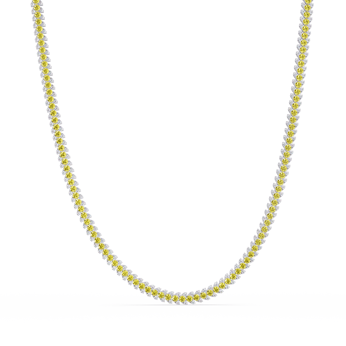 19.9 CTW Multi-Row Round Colorstone Necklace