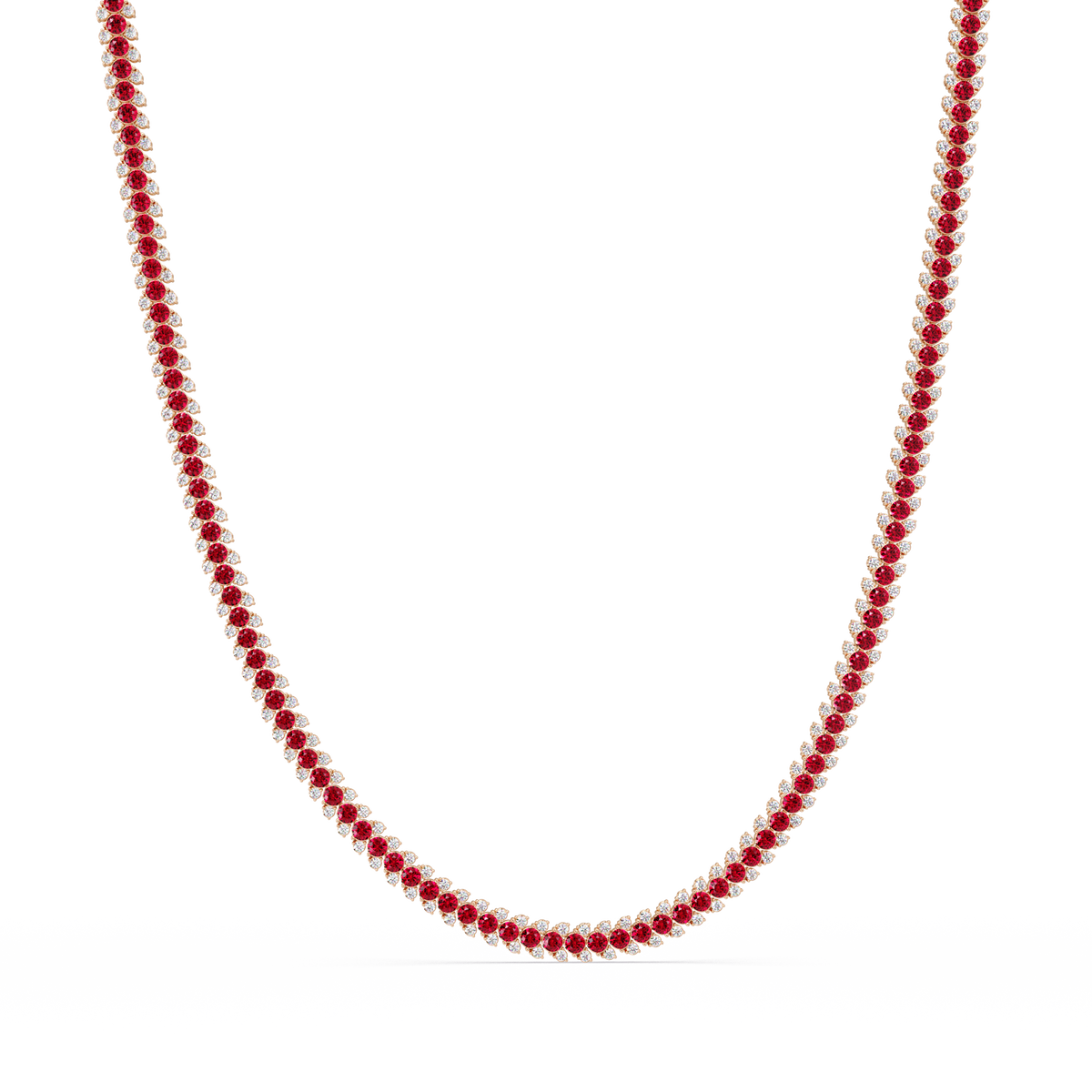 19.9 CTW Multi-Row Round Colorstone Necklace