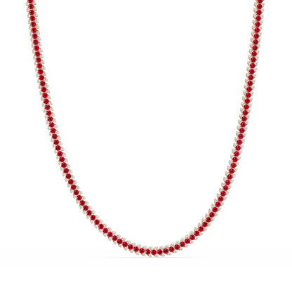 19.9 CTW Multi-Row Round Colorstone Necklace