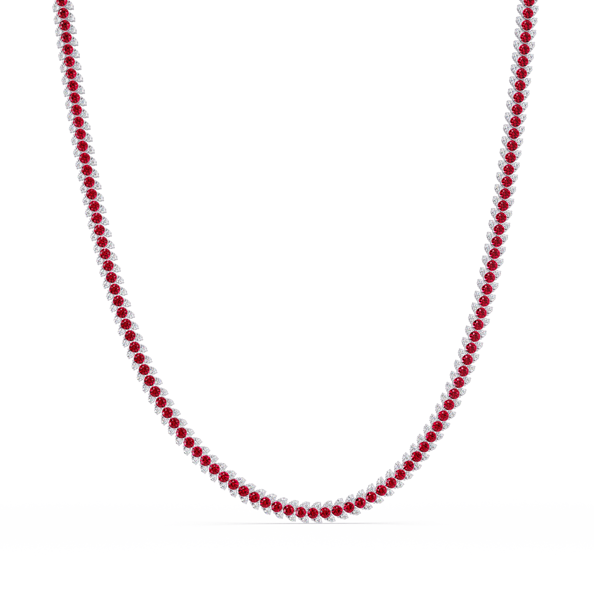 19.9 CTW Multi-Row Round Colorstone Necklace