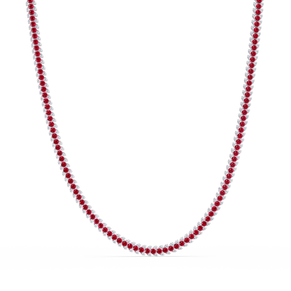 19.9 CTW Multi-Row Round Colorstone Necklace