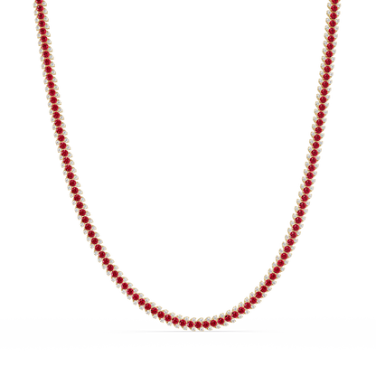 19.9 CTW Multi-Row Round Colorstone Necklace