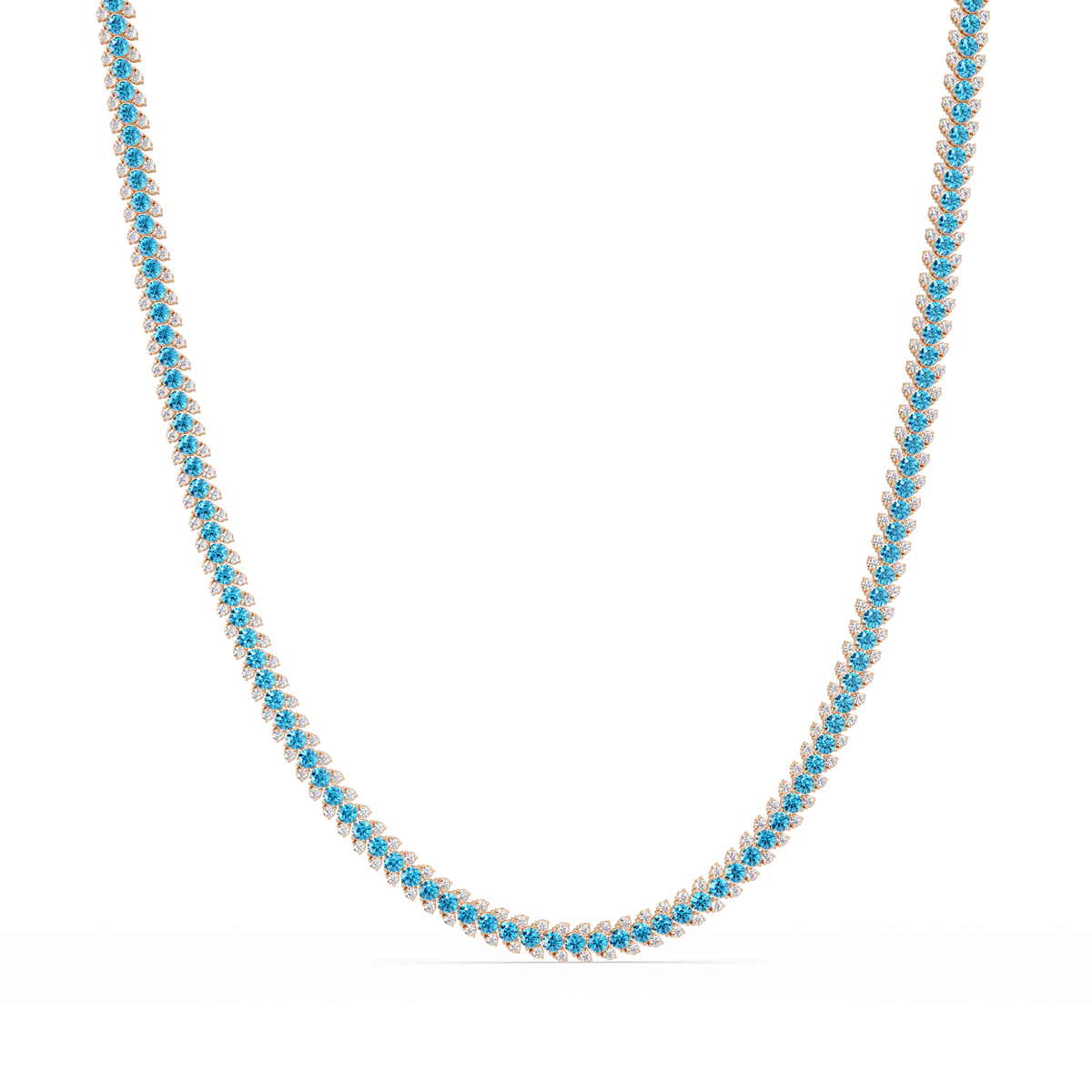 19.9 CTW Multi-Row Round Colorstone Necklace