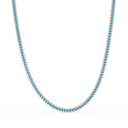 19.9 CTW Multi-Row Round Colorstone Necklace