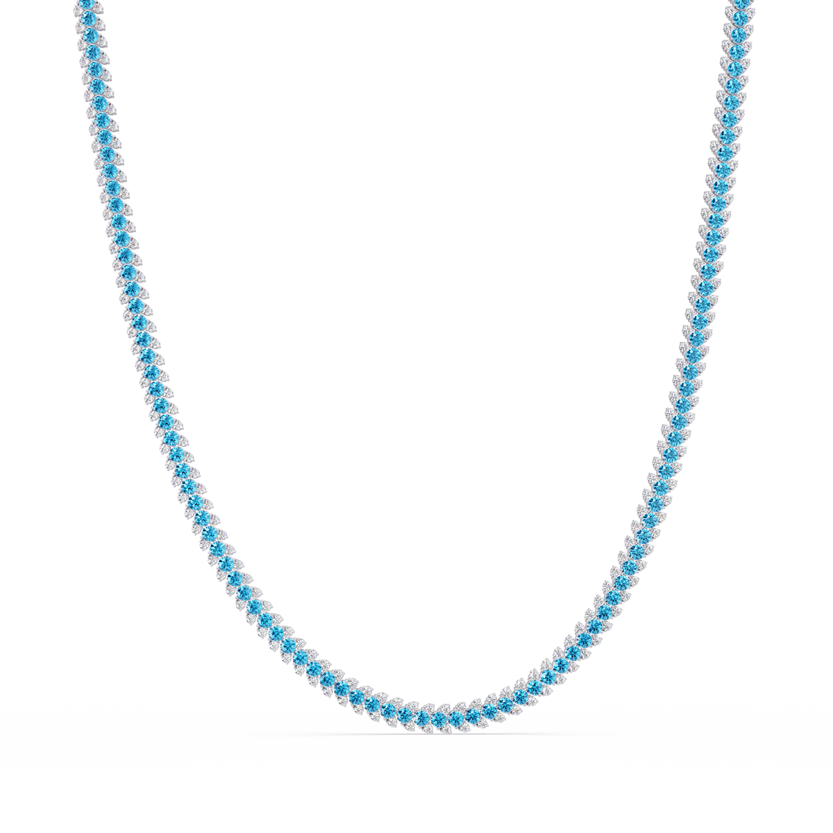 19.9 CTW Multi-Row Round Colorstone Necklace