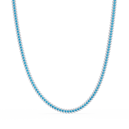 19.9 CTW Multi-Row Round Colorstone Necklace