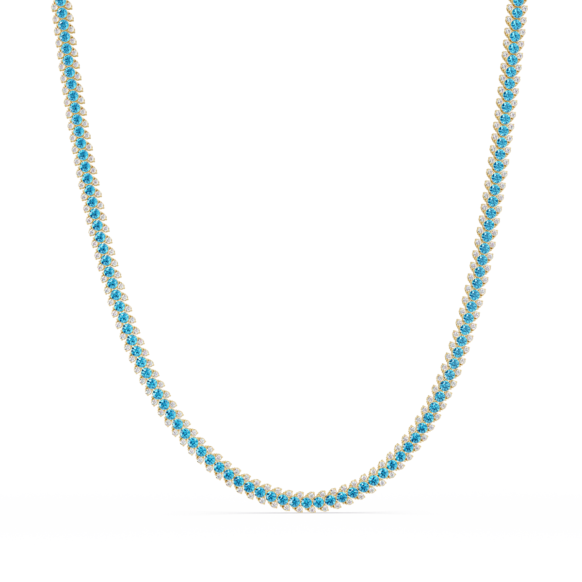 19.9 CTW Multi-Row Round Colorstone Necklace