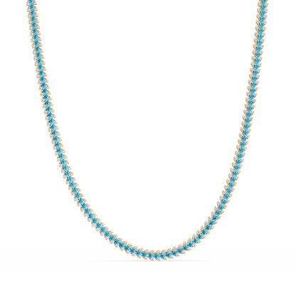 19.9 CTW Multi-Row Round Colorstone Necklace
