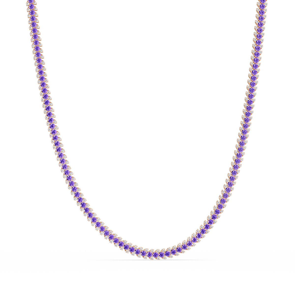 19.9 CTW Multi-Row Round Colorstone Necklace