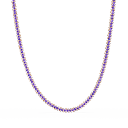 19.9 CTW Multi-Row Round Colorstone Necklace